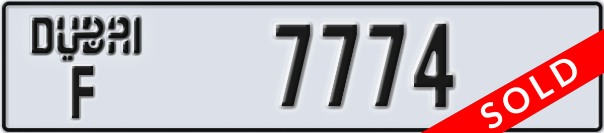 dubai License Plate Number 7774 Code F