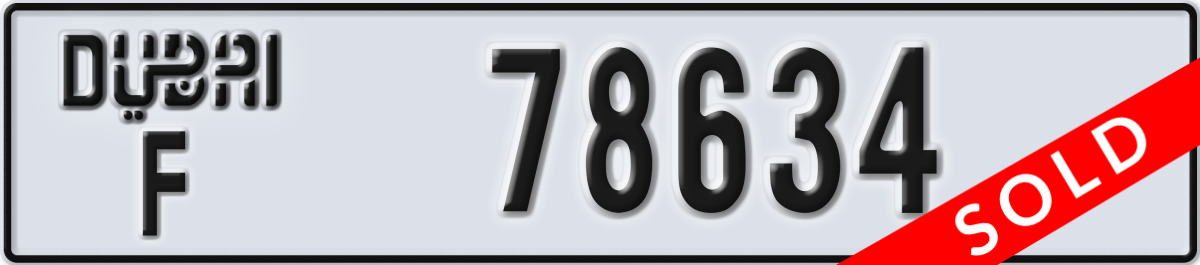 dubai License Plate Number 78634 Code F