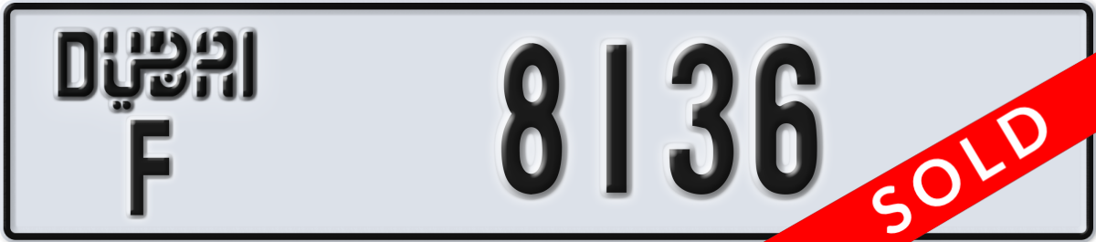 dubai License Plate Number 8136 Code F