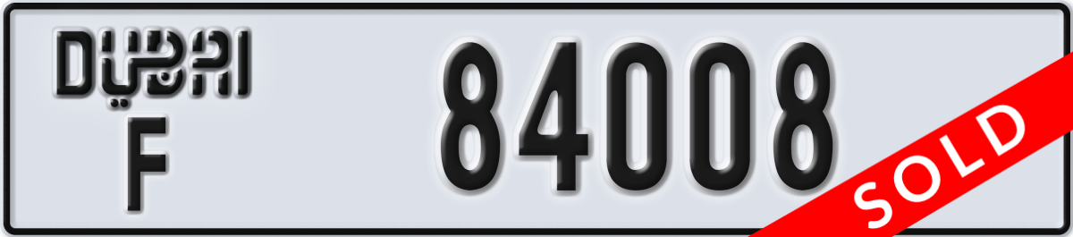 dubai License Plate Number 84008 Code F