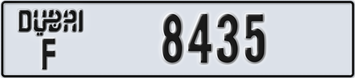 dubai License Plate Number 8435 Code F