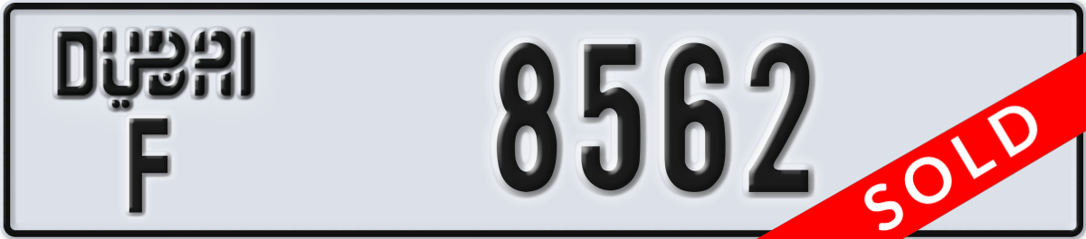 dubai License Plate Number 8562 Code F