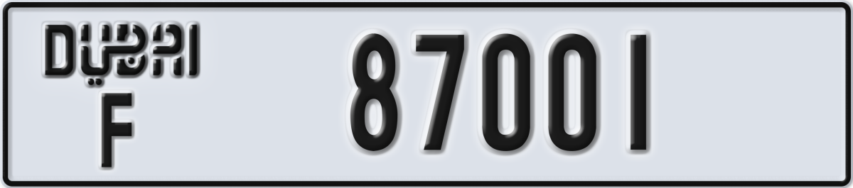 dubai License Plate Number 87001 Code F
