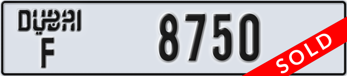 dubai License Plate Number 8750 Code F