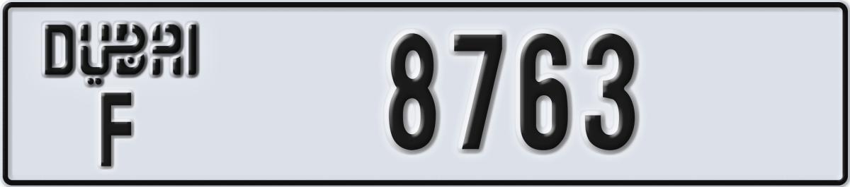 dubai License Plate Number 8763 Code F