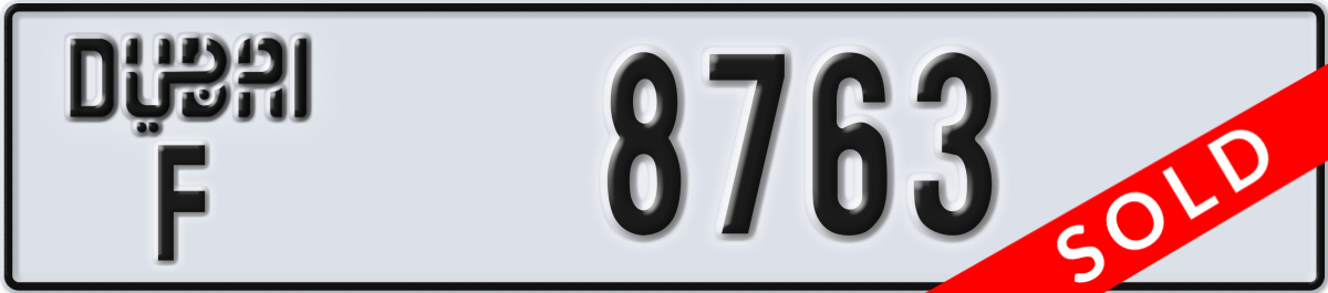 dubai License Plate Number 8763 Code F