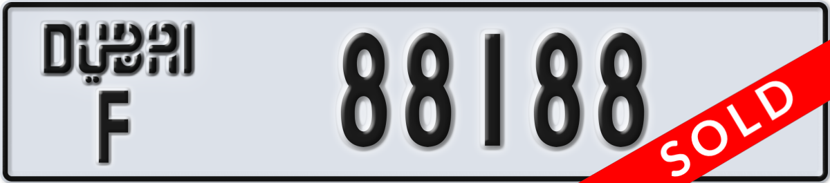 dubai License Plate Number 88188 Code F