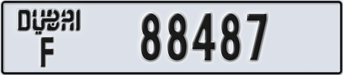 dubai License Plate Number 88487 Code F