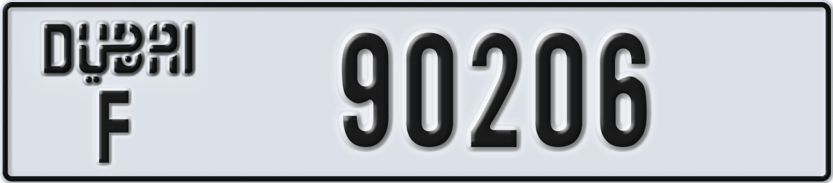 dubai License Plate Number 90206 Code F