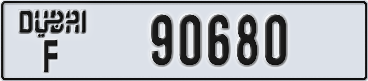dubai License Plate Number 90680 Code F