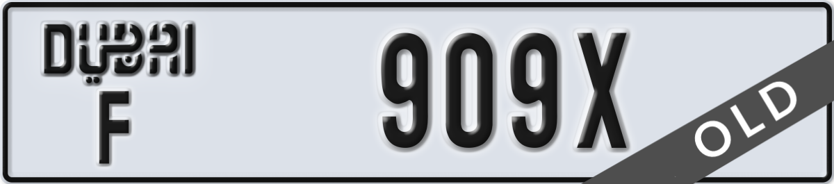 dubai License Plate Number 909X Code F