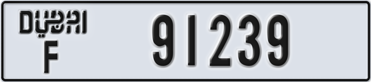 dubai License Plate Number 91239 Code F