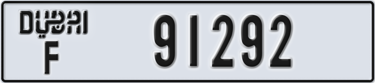 dubai License Plate Number 91292 Code F