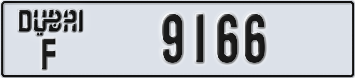 dubai License Plate Number 9166 Code F