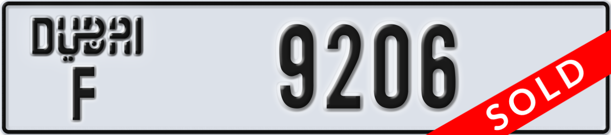 dubai License Plate Number 9206 Code F