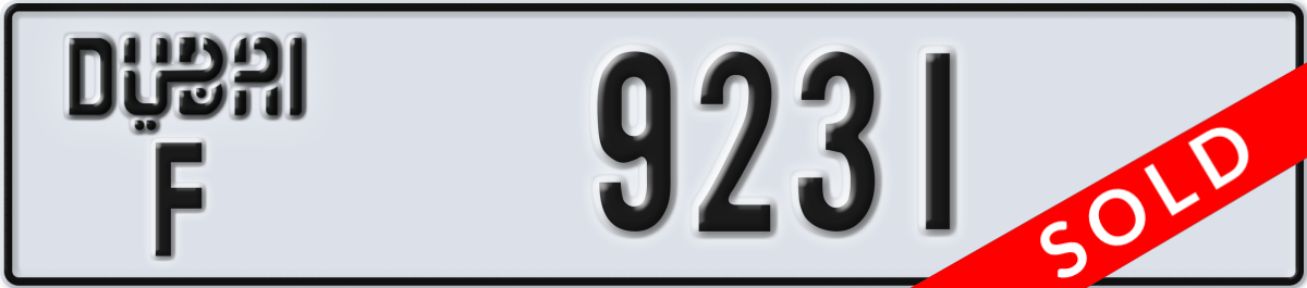 dubai License Plate Number 9231 Code F