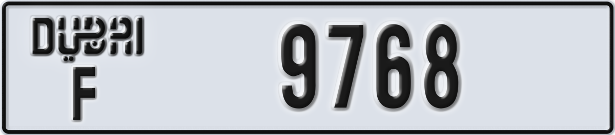 dubai License Plate Number 9768 Code F
