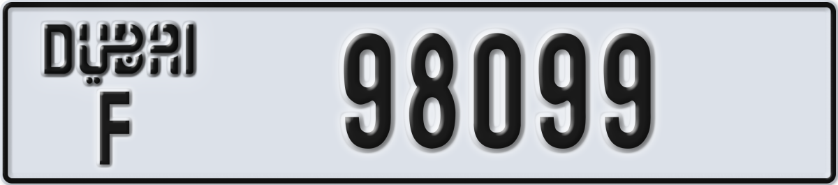 dubai License Plate Number 98099 Code F