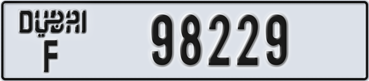 dubai License Plate Number 98229 Code F