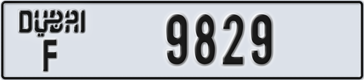 dubai License Plate Number 9829 Code F