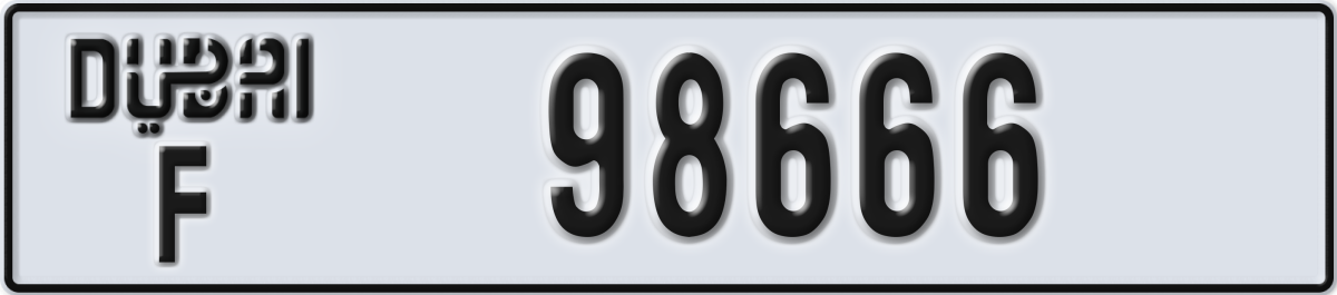 dubai License Plate Number 98666 Code F