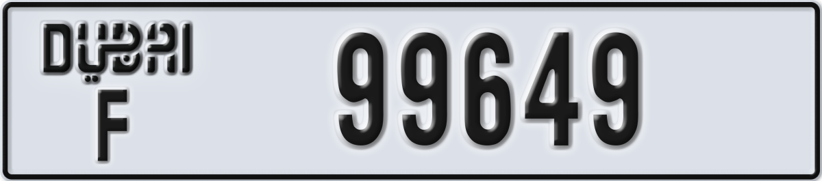 dubai License Plate Number 99649 Code F