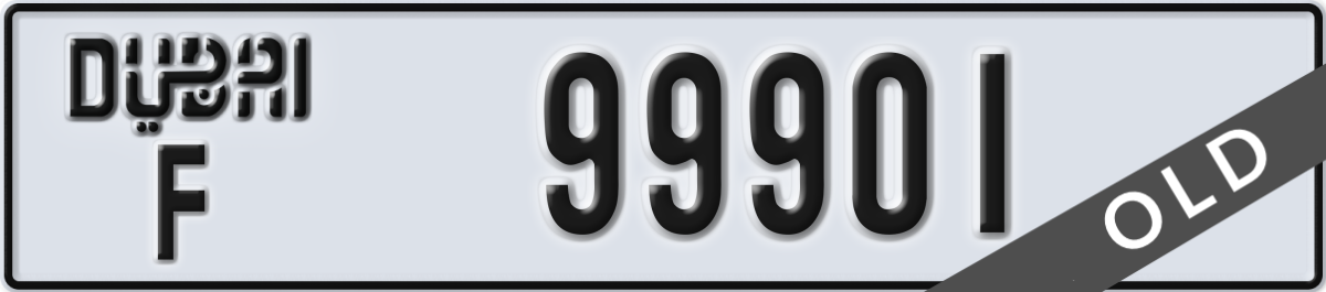 dubai License Plate Number 99901 Code F