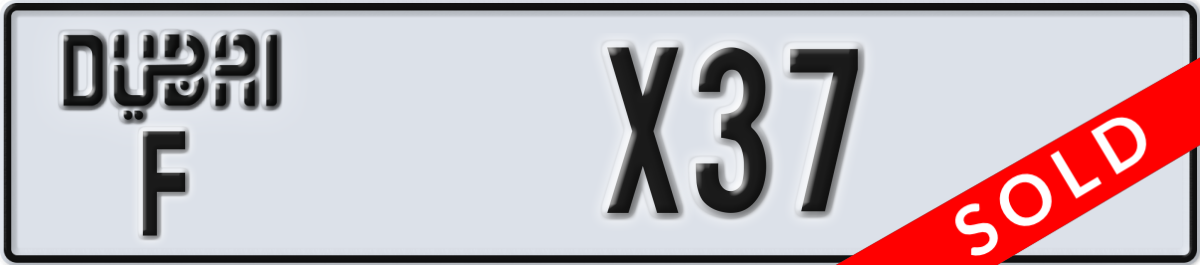 dubai License Plate Number X37 Code F