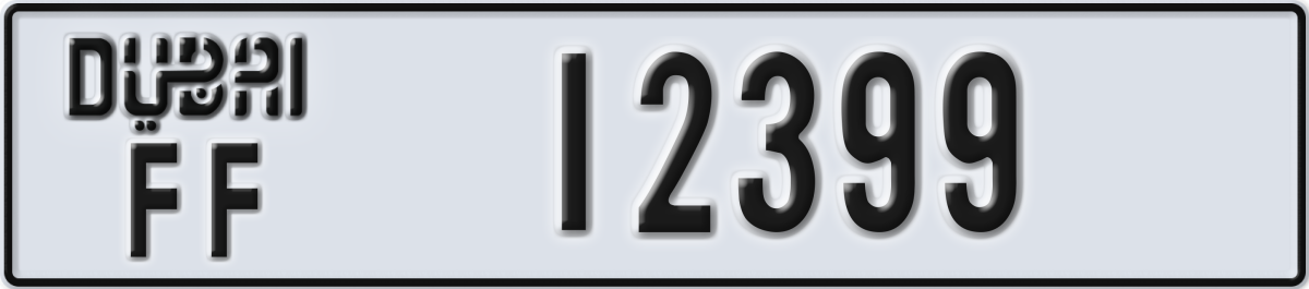 dubai License Plate Number 12399 Code FF