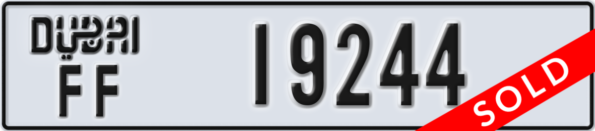 dubai License Plate Number 19244 Code FF