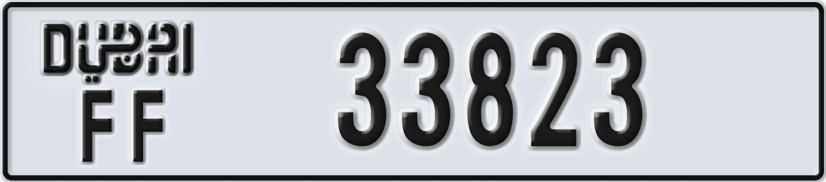 dubai License Plate Number 33823 Code FF