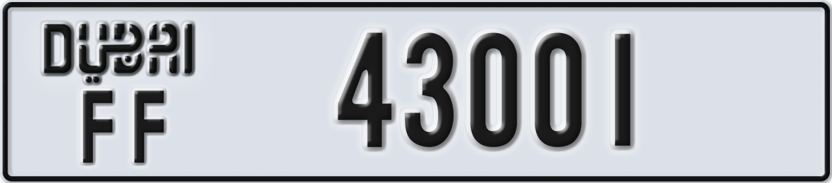 dubai License Plate Number 43001 Code FF