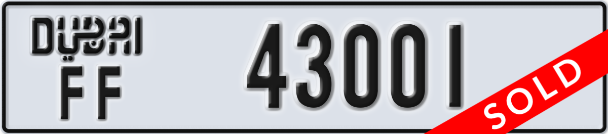 dubai License Plate Number 43001 Code FF