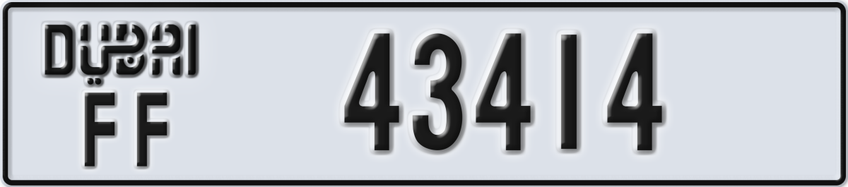 dubai License Plate Number 43414 Code FF