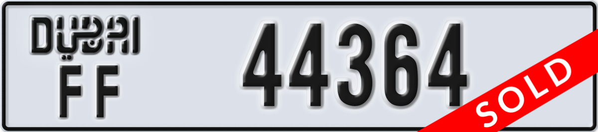 dubai License Plate Number 44364 Code FF