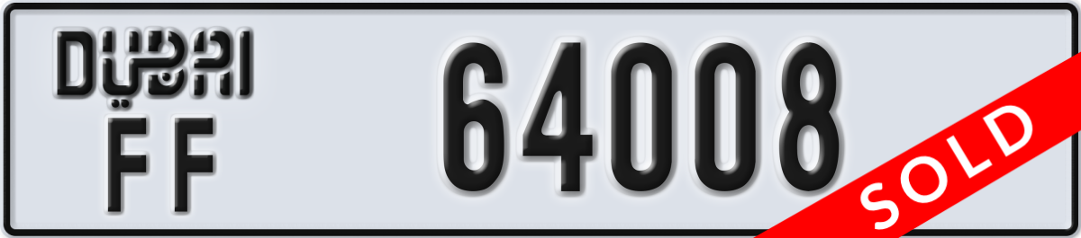 dubai License Plate Number 64008 Code FF