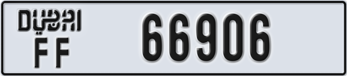 dubai License Plate Number 66906 Code FF