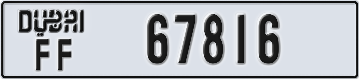 dubai License Plate Number 67816 Code FF