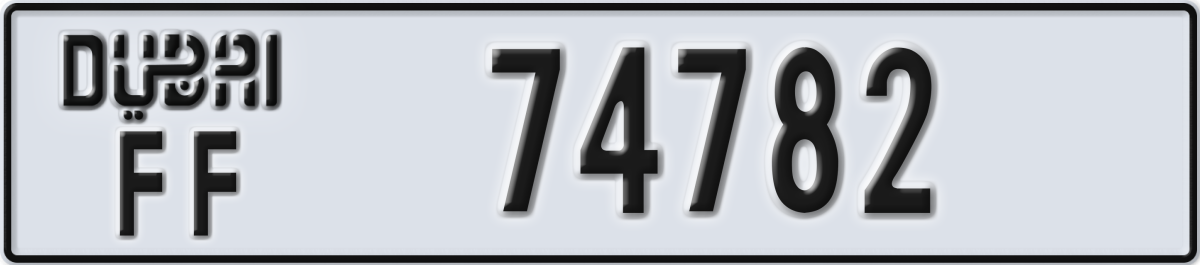dubai License Plate Number 74782 Code FF