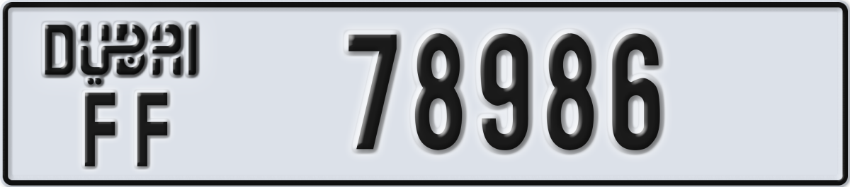 dubai License Plate Number 78986 Code FF