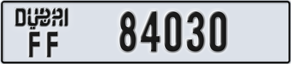 dubai License Plate Number 84030 Code FF