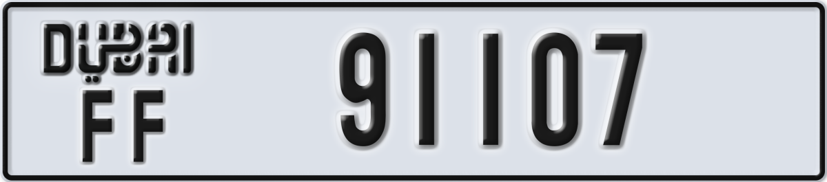 dubai License Plate Number 91107 Code FF