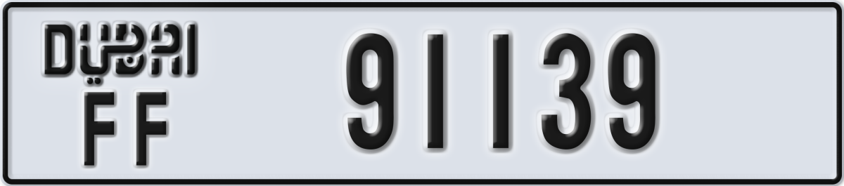 dubai License Plate Number 91139 Code FF