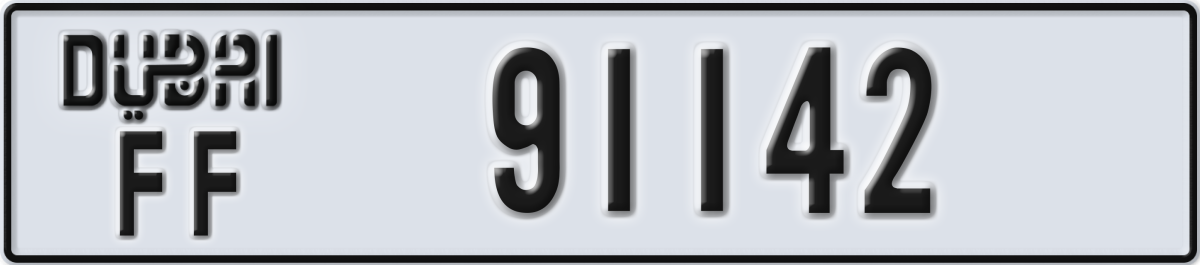dubai License Plate Number 91142 Code FF