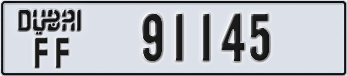 dubai License Plate Number 91145 Code FF