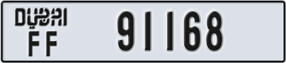 dubai License Plate Number 91168 Code FF