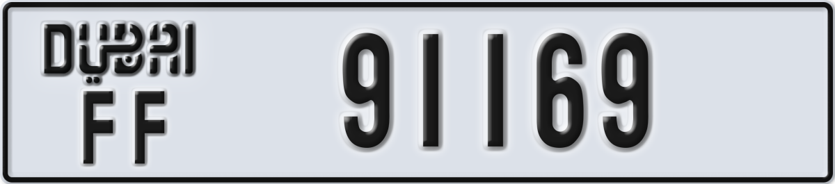 dubai License Plate Number 91169 Code FF