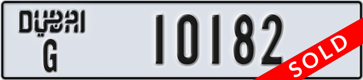 dubai License Plate Number 10182 Code G