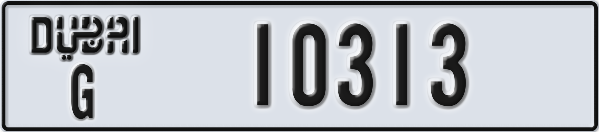 dubai License Plate Number 10313 Code G