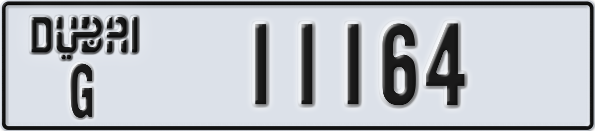 dubai License Plate Number 11164 Code G